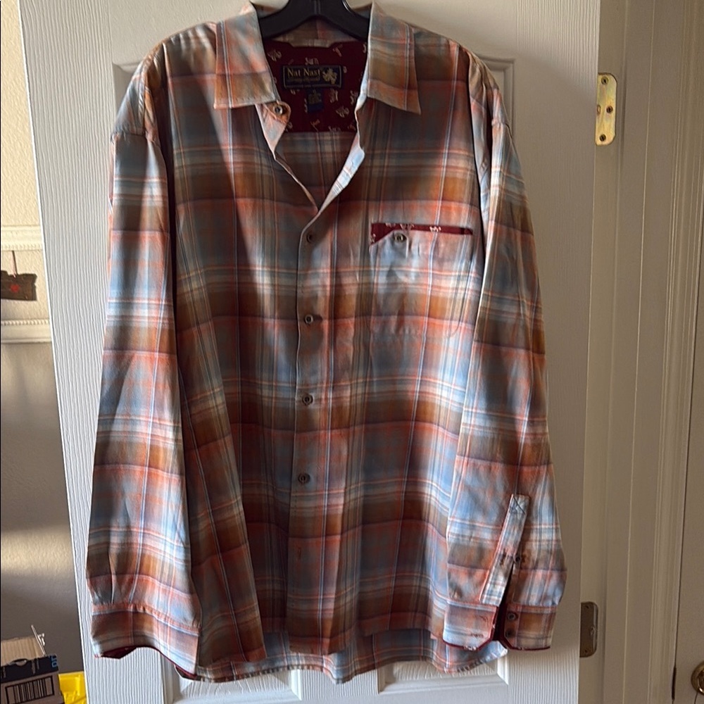 Nat Nast Luxury Originals Men’s Button Down Plaid Shirt size XL